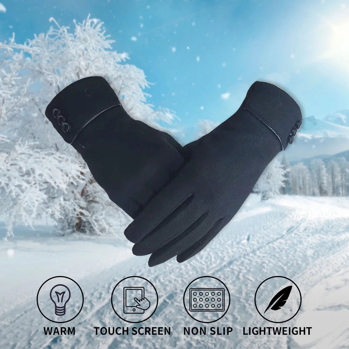 Women's Winter Gloves with Touch Screen Compatibility - Warm Vintage Design, Set of 3 Pairs